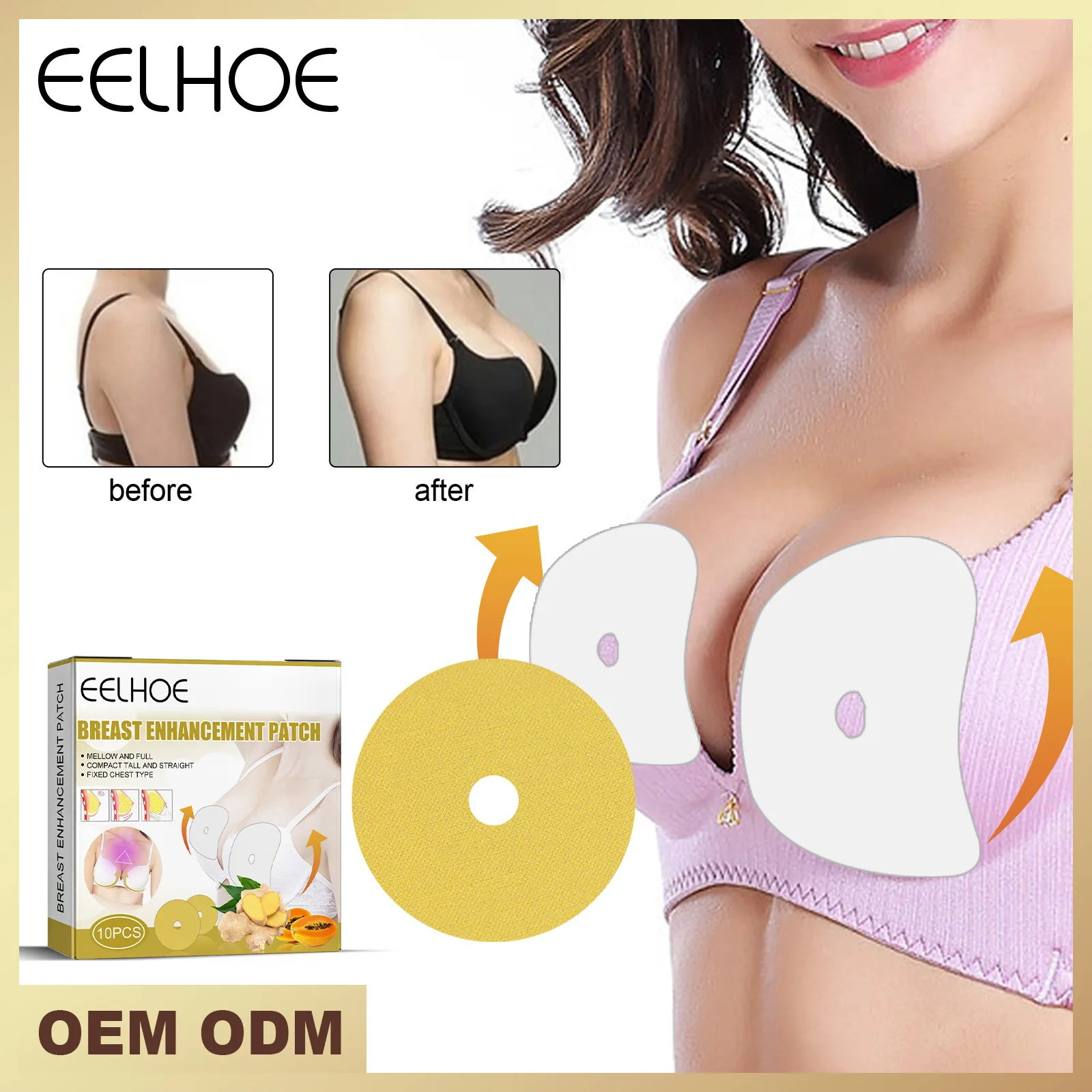 EELHOE Breast Enlargement Patch Plumping Firm Firm Full Breast Care Ginger Breast Patch Breast Enlargement Lifting Breast Patch