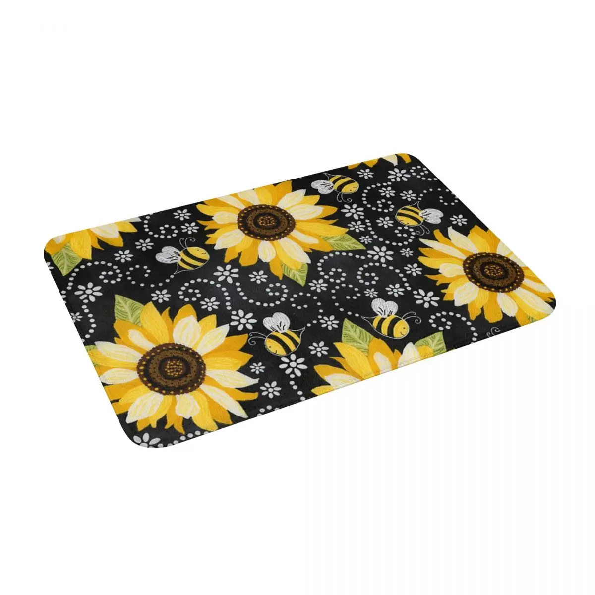 

Sunflower Bee 24" X 16" Non Slip Absorbent Memory Foam Bath Mat for Home Decor/Kitchen/Entry/Indoor/Outdoor/Living Room