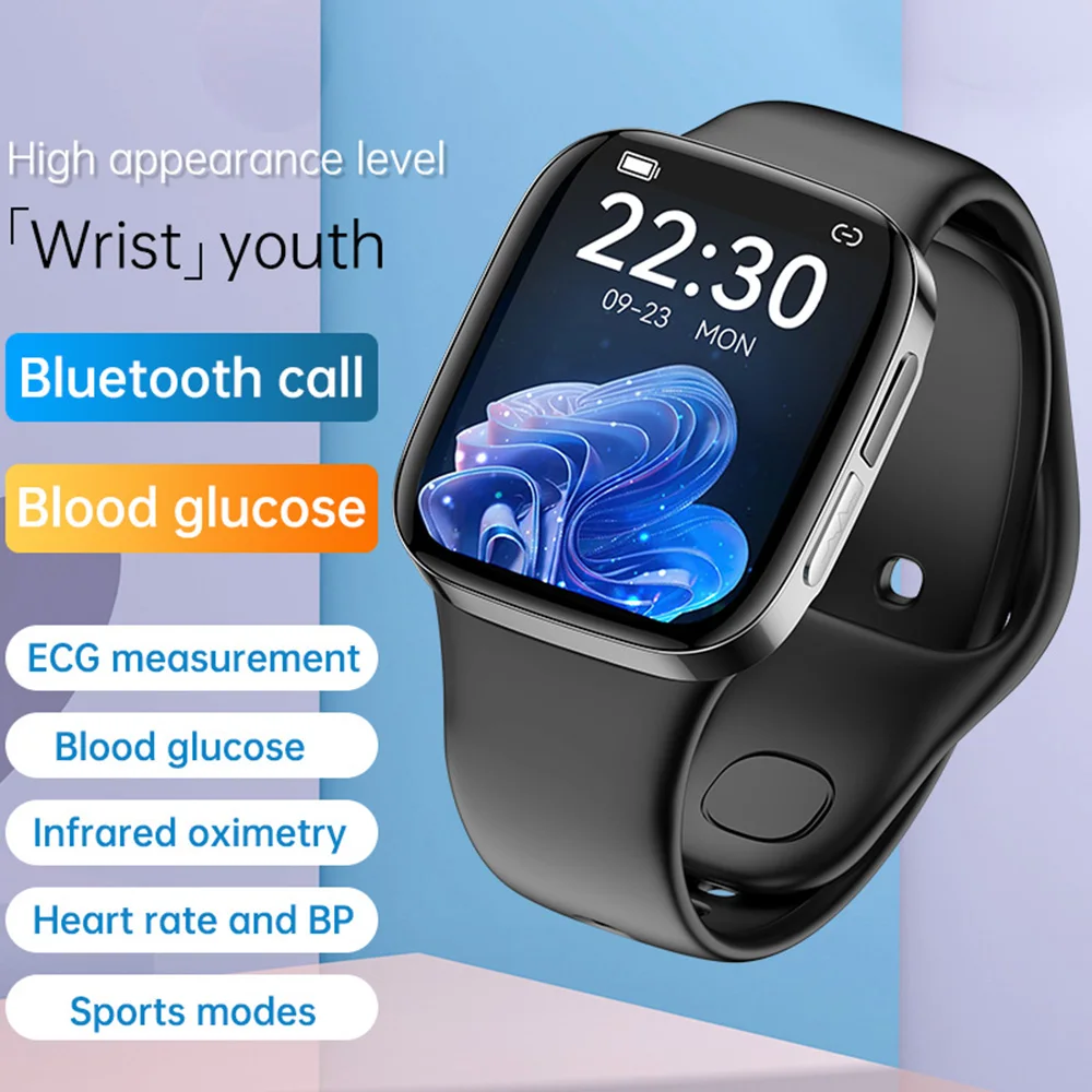 Фото Смарт-часы с Bluetooth-вызовом, уровень глюкозы в крови, мужские часы с пульсометром, мониторинг артериального давления, умные часы для здоровья, 100 спортивных режимов №2