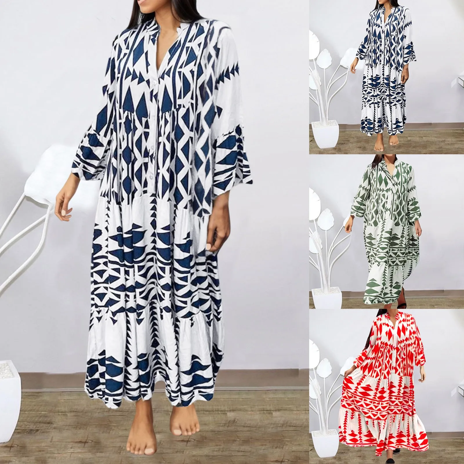 

Женское платье-рубашка с длинным рукавом, свободного покроя