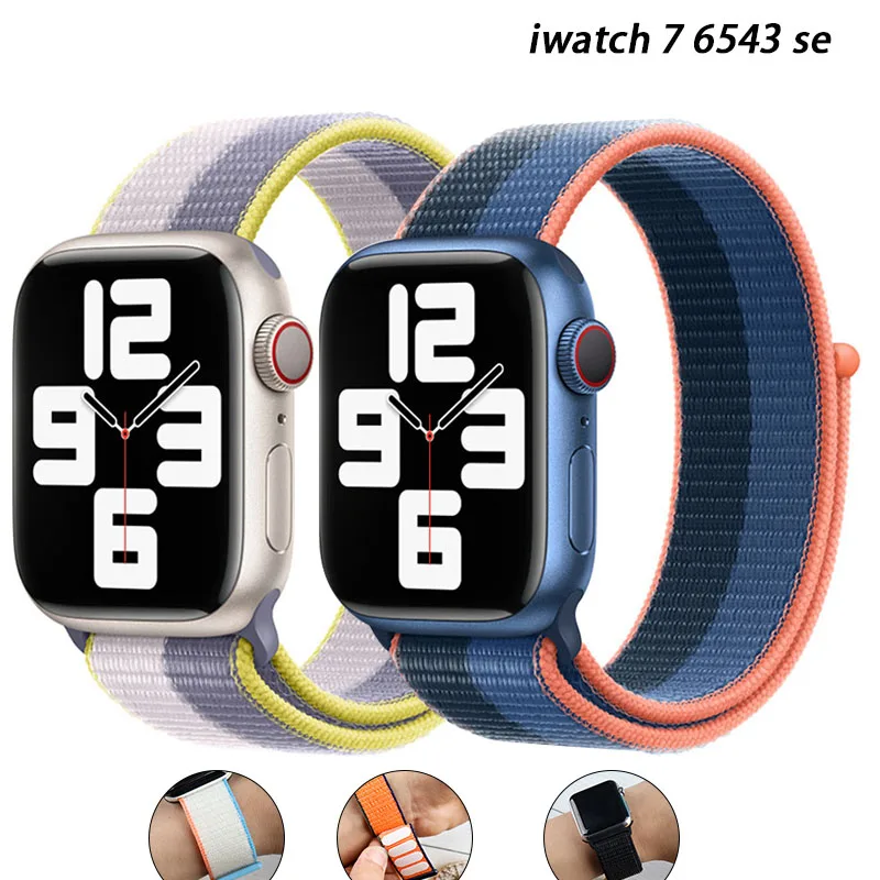 

Nylon Sport Loop Strap For Apple Watch band 45mm 41mm 44mm 42mm 40mm 38mm sport bracelet correa iWatch Series 7 6 SE 5 4 3 2