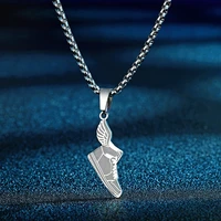 todorova trendy stainless steel beautiful winged shoe pendant necklace for men women hip hop punk jewelry gift