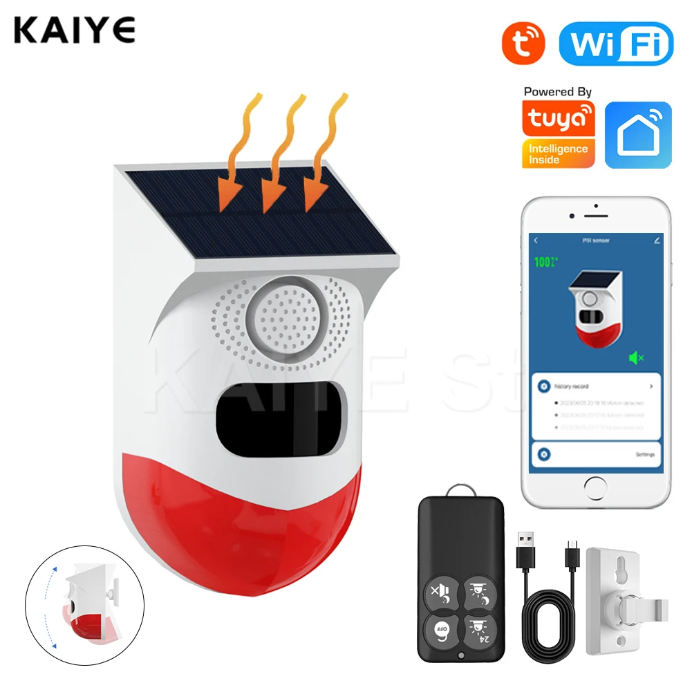 

Tuya Smart WiFi Outdoor Solar PIR Infrared Alarm Wireless Home Siren Waterproof Burglar Security Strobe Siren App Remote Control