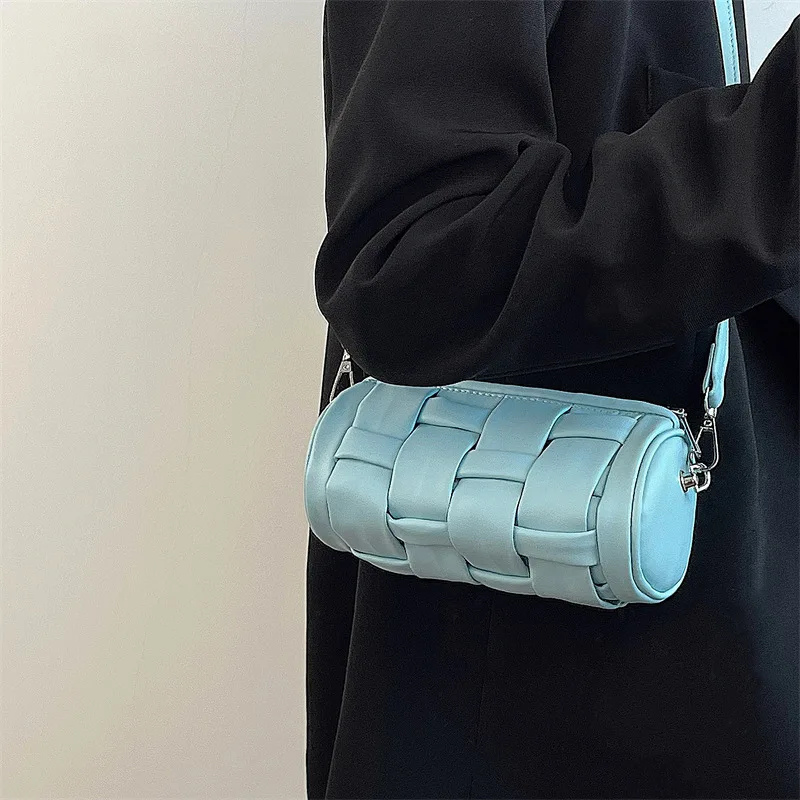 

Модная женская сумка ручной работы в клетку в форме бочонка из искусственной кожи белая синяя сумка через плечо сумки Мини женские кошельки