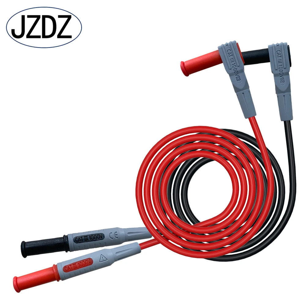 

JZDZ 1 pair Multimeter Test Lead Safety Banana Plug 90 Degree To Straight Multimeter Test Cable 100CM J.70041
