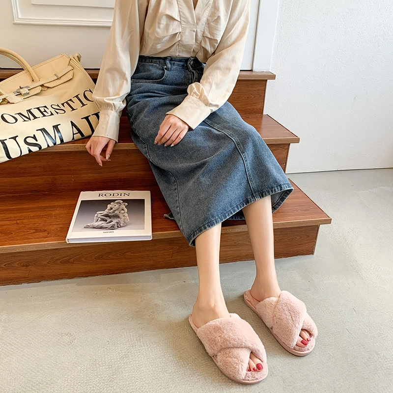 Женские зимние тапочки новинка плоская подошва флисовые толстые хлопковые
