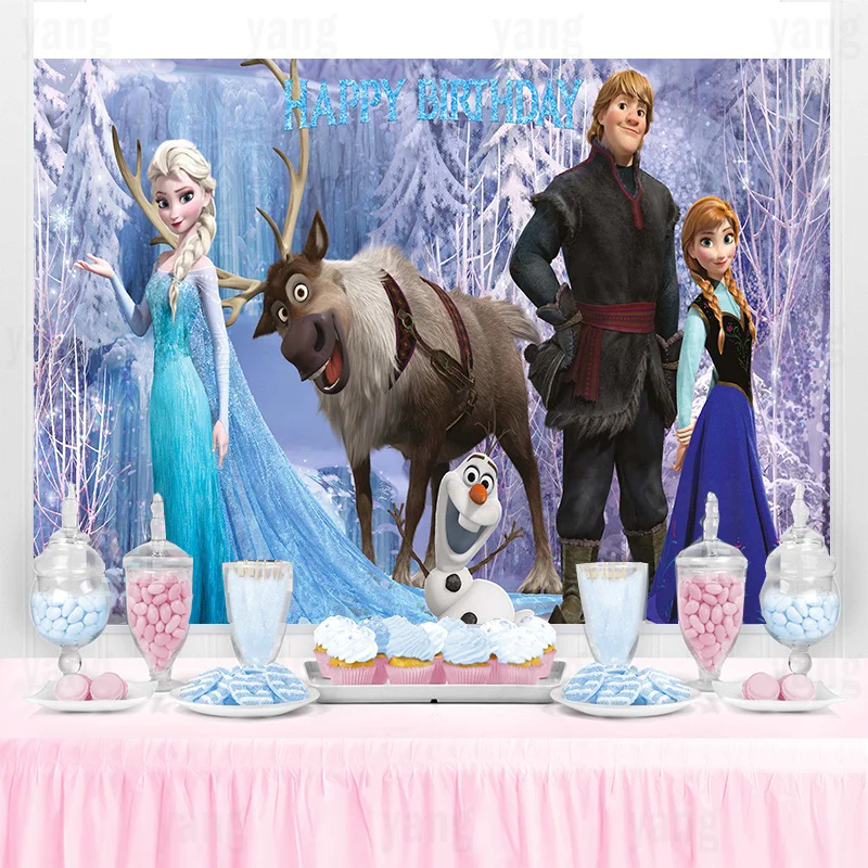 

Disney «Холодное сердце» Анна, Эльза, Олаф подарки на зиму Девочкам Мальчикам декорации на день рождения виниловый праздничный фон Детские праздники