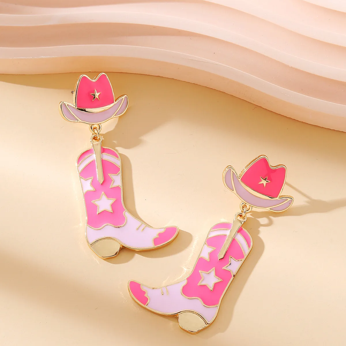 

NASHVILLE COWGIRL BOOTS EARRINGS | Pink Cow Girl Boots & Hats Earrings for Women Country, Western, Bachelorette Bridesmaid Gifts