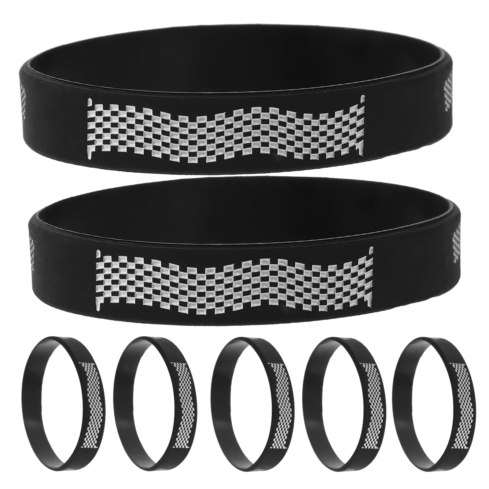 

12pcs Plaid Flag Bracelets Racing and Speed Theme Bracelets Silicone Wristbands