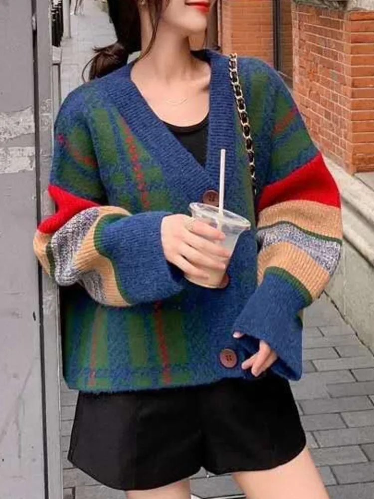 

Женский трикотажный кардиган, модный свитер в Корейском стиле, Осень-зима 2022