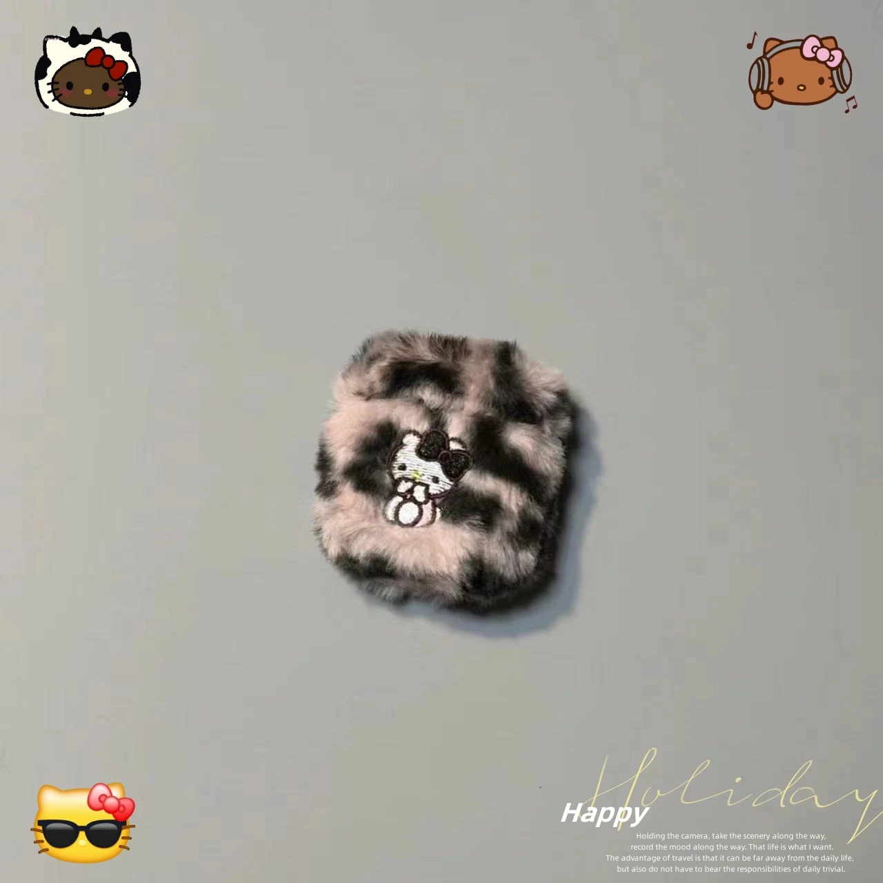 

Леопардовые плюшевые наушники Hello Kitty в стиле аниме для Airpods Pro 1 2 3, Мультяшные беспроводные наушники Bluetooth, милые украшения
