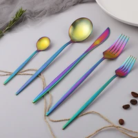 20pcs rainbow color stainless steel dinnerware set spoon fork knife combination set safety tableware matte flatware dropshipping