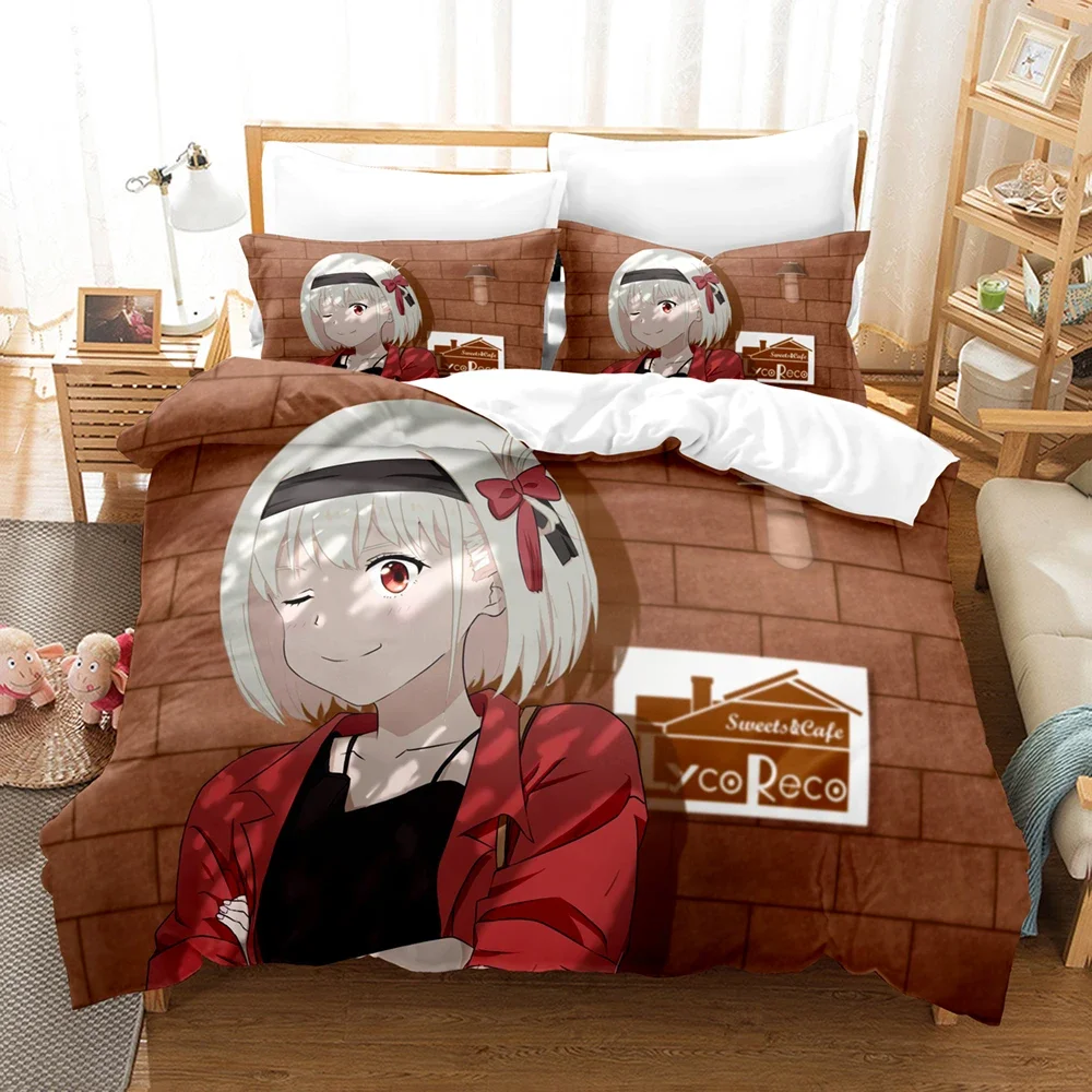 Комплект постельного белья с аниме Lycoris Recoil пододеяльник одеяло для спальни