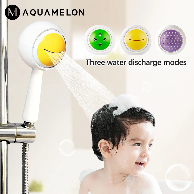 

AquaMelon Rainfall Shower Set 3 Water Modes Children Food Grade Shower Head With Hose Holder Cute Bathroom Faucet Accessories