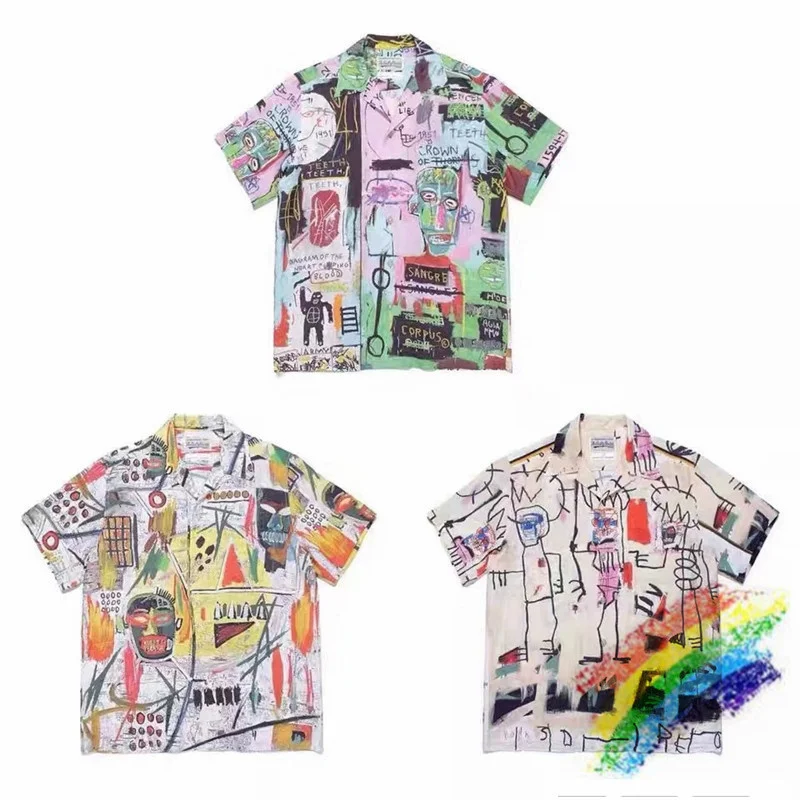 

2021ss WACKO MARIA Hawaii Shirt Men Women 1:1 Best Quality Summer Style Digital Printing Top Tees