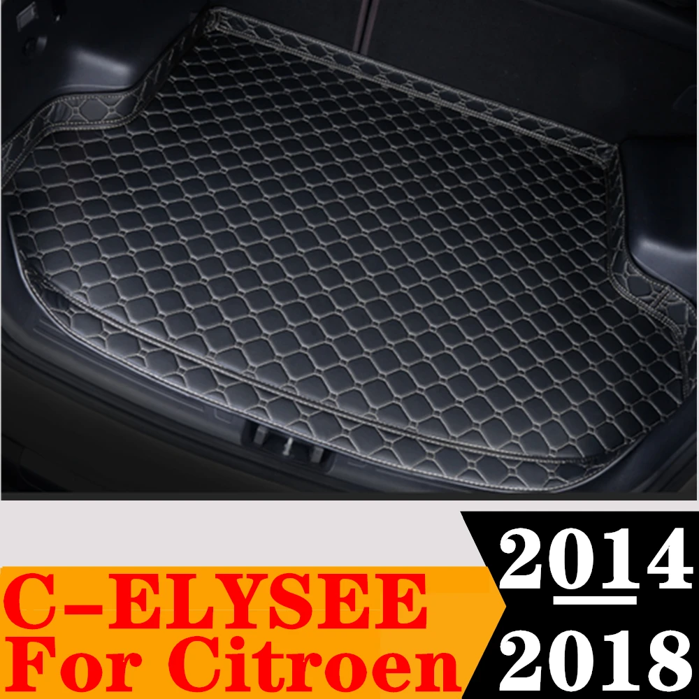 

Sinjayer Car Trunk Mat Waterproof AUTO Tail Boot Carpets High Side Cargo Carpet Pad Liner Fit For Citroen C-Elysee 2014 15-2018