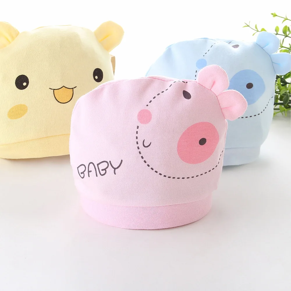 

Newborn Baby Hats 100% Cotton Kids Cap Cartoon Cute Printed Hat Suitable for 0-12 Months Baby Accessories Unisex Baby Hats