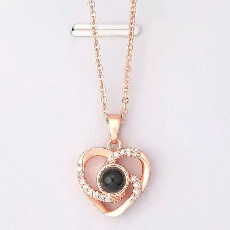 Heart Photo Necklace For Women Personalized Projection Photos Necklace Chain Custom Pendant Jewelry Anniversary Christmas Gift
