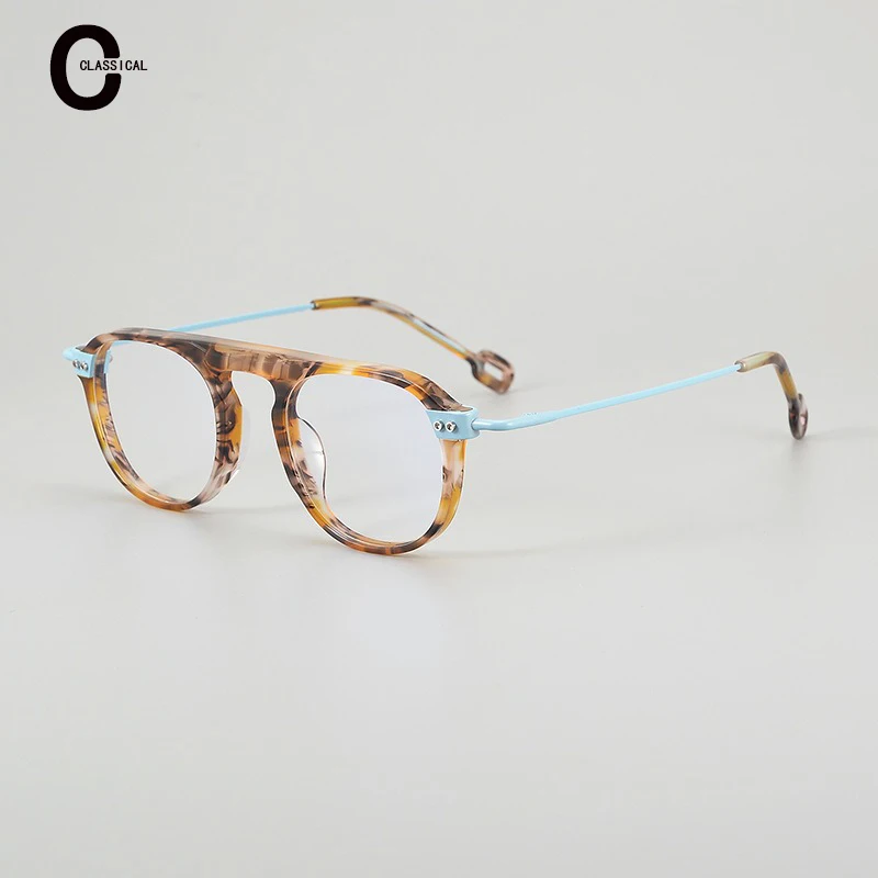 Ретро черепаховый мужской пилот овальная оправа для очков из чистого титана AEV-008