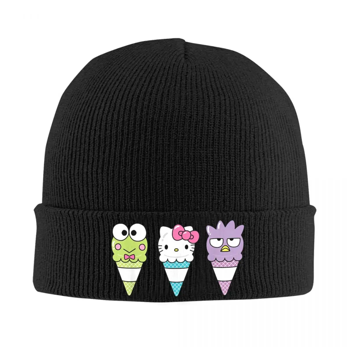 Hello Sanrio Keroppi Kitty Badtz-Maru Ice Cream Cone Шапки-бини Вязаная шапка Kpop Теплые мягкие мужские и
