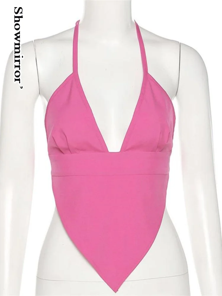 Женский топ с V-образным вырезом открытой спиной и ромбовидным узором | Женская