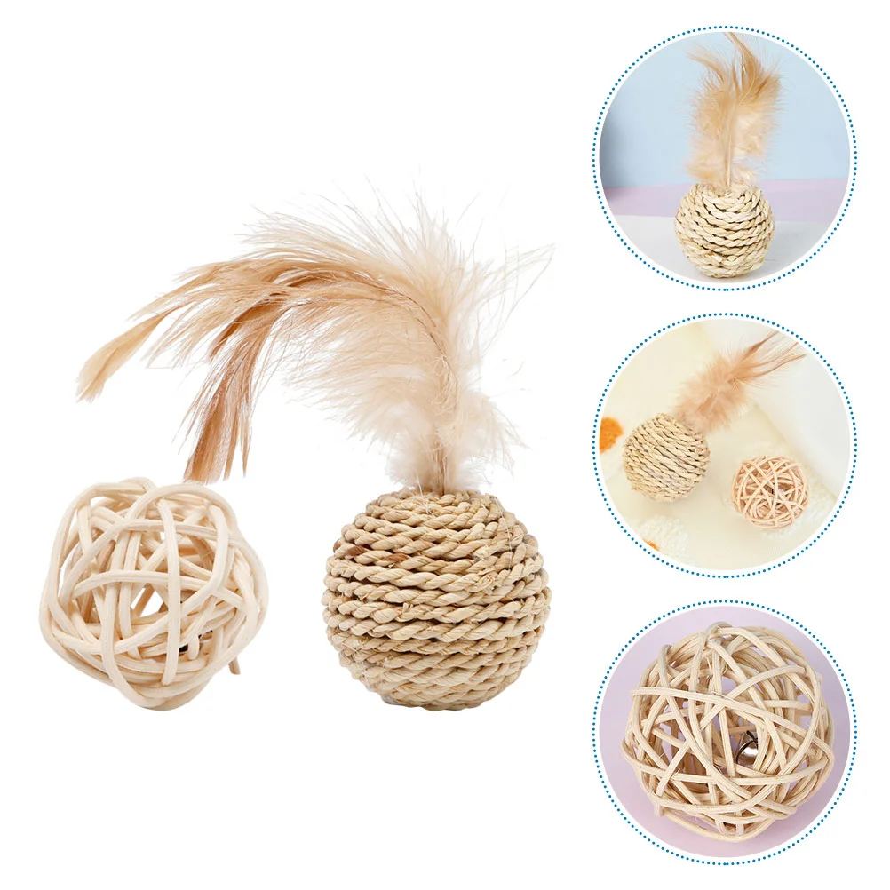 2 шт. шарики из ротанга для кошек игрушки-колокольчики домашних животных с