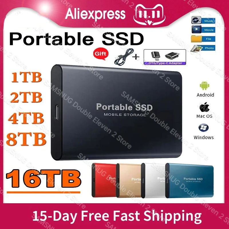 

Original High-speed 1TB 2TB SSD External Solid State Hard Drive USB3.1 Interface 500GB 16TB 8TB SSD Mobile Hard Drive for Laptop