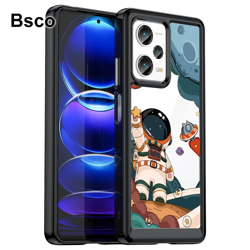 

Пара стильных прозрачных жестких акриловых чехлов для телефона Xiaomi Redmi Note12 Pro Plus 5G Противоударная задняя крышка