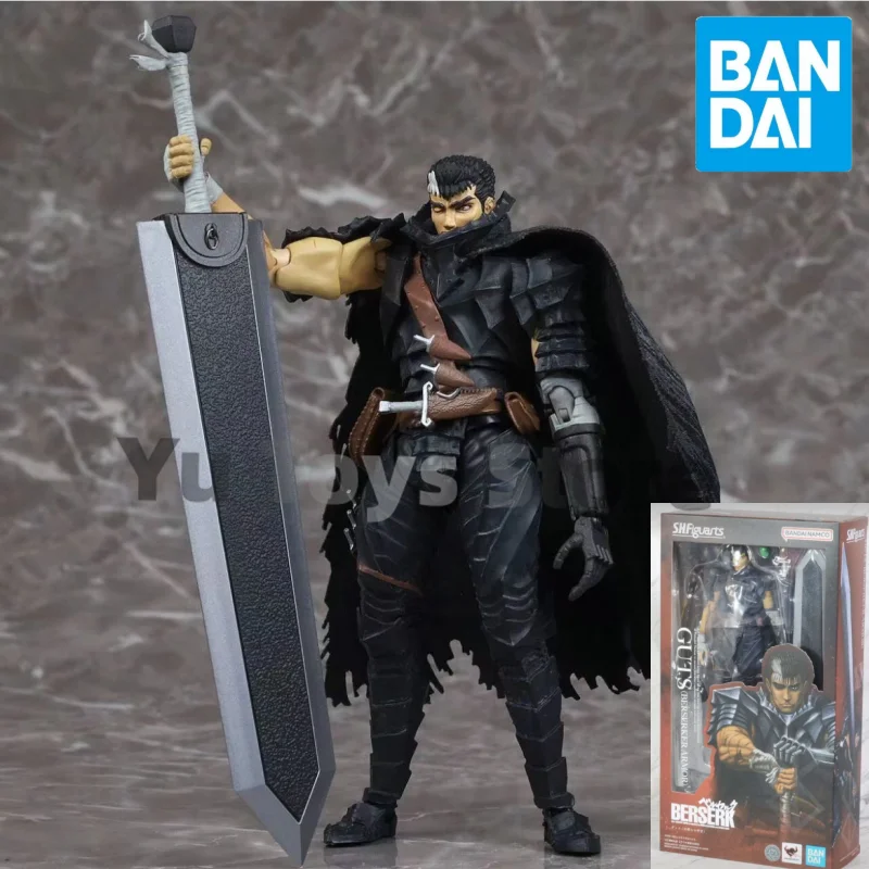

In Stock Bandai Shf Berserk Anime Figure Genuine Black Swordsman Guts Figurine Eagle Team Collectble Comic Model Toys Gift