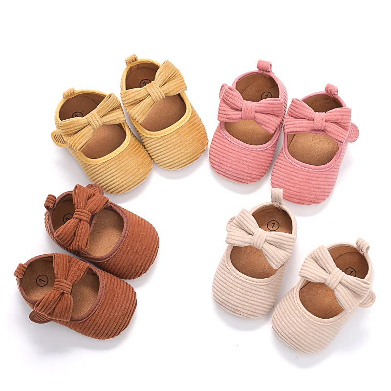 

Мокасины для новорожденных, обувь из хлопка и резины на нескользящей подошве с бантом-бабочкой, обувь для маленьких девочек, обувь для первых шагов, обувь для детской кроватки, 2023