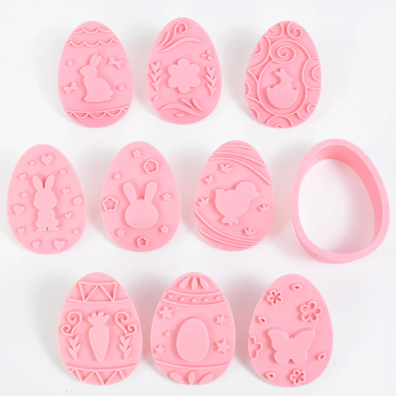 

9Pcs Easter Plastic Cookie Cutter Rabbit Egg Biscuit Mold 3D Cartoon Bunny Mould Cake Baking Tools Easter Party Decorations 2023