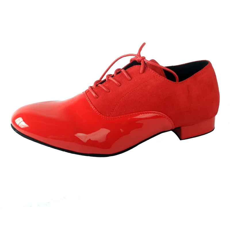 Фото Удобная красная кожаная обувь из микрофибры для мальчиков, Zapatos De Baile, обувь для латинских танцев сальсы, мужская танцевальная обувь для США 4,5-13,5, высота каблука 2,5 см №1
