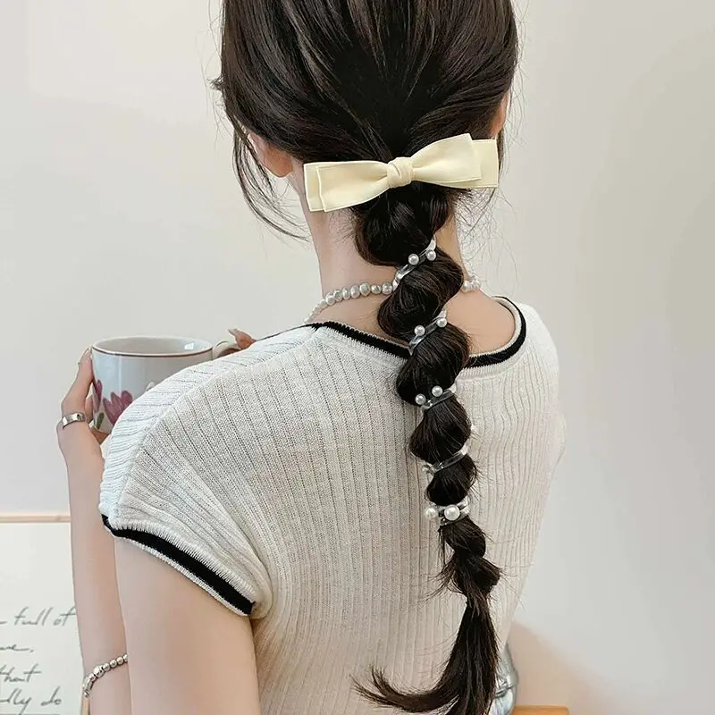 Женские Резинки Для Волос С Серебряным Бантом Эластичные Телефонным Проводом