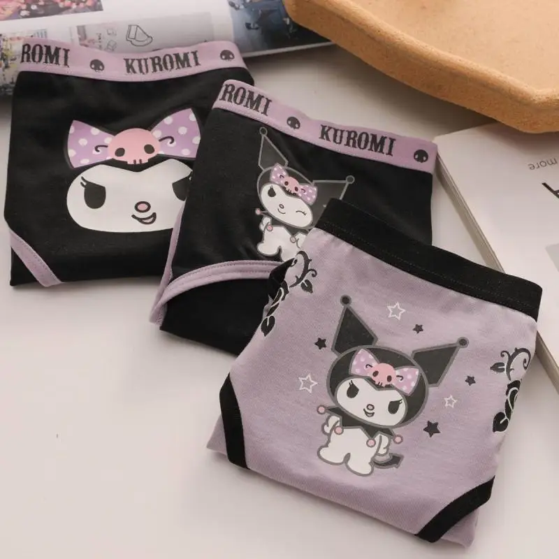 

3Pcs Anime Kuromi Cinnamoroll Melody Seamless Underwear Girls Antibacterial Comfortable and Breathable Traceless Underwear Gift