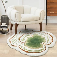 moss feeling 3d area rug in green color nordic style irregular shaped decoration living room carpet anti slip bathroom mat