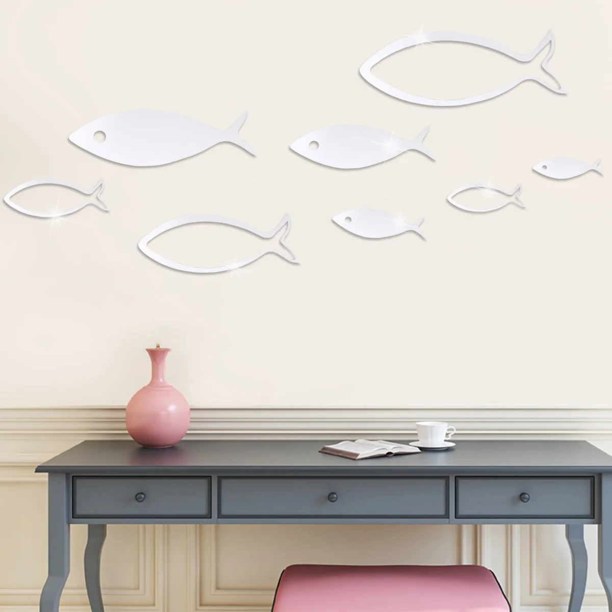 

3 D Fish Mirror Decal Mirror Wall Stickers Mirror Wall Decor Fish Mirror Decor Wall Sticky Decorate Mirror Stickers
