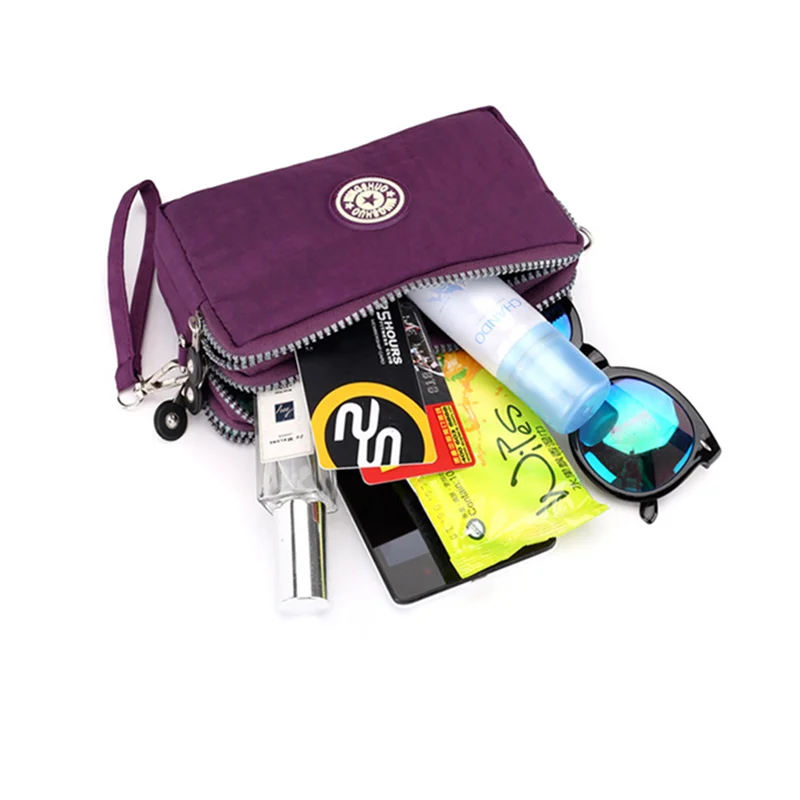 new trendy three layer women sports wallets crossbody mobile phone bag pouch messenger clutch bag coin purse outdoor handbag free global shipping