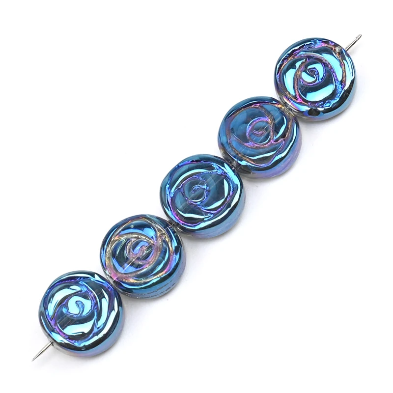 10MM Crystal Rose Beads Round Flat Glass Pendant Beads DIY Hairpin Beaded Bracelet Chain Accessories  Material 30pcs/Pack images - 6