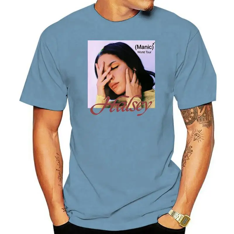 

Новинка, футболка Halsey Manic World Tour 2022, мужская футболка размера, черная, M-2Xl 2 сбоку
