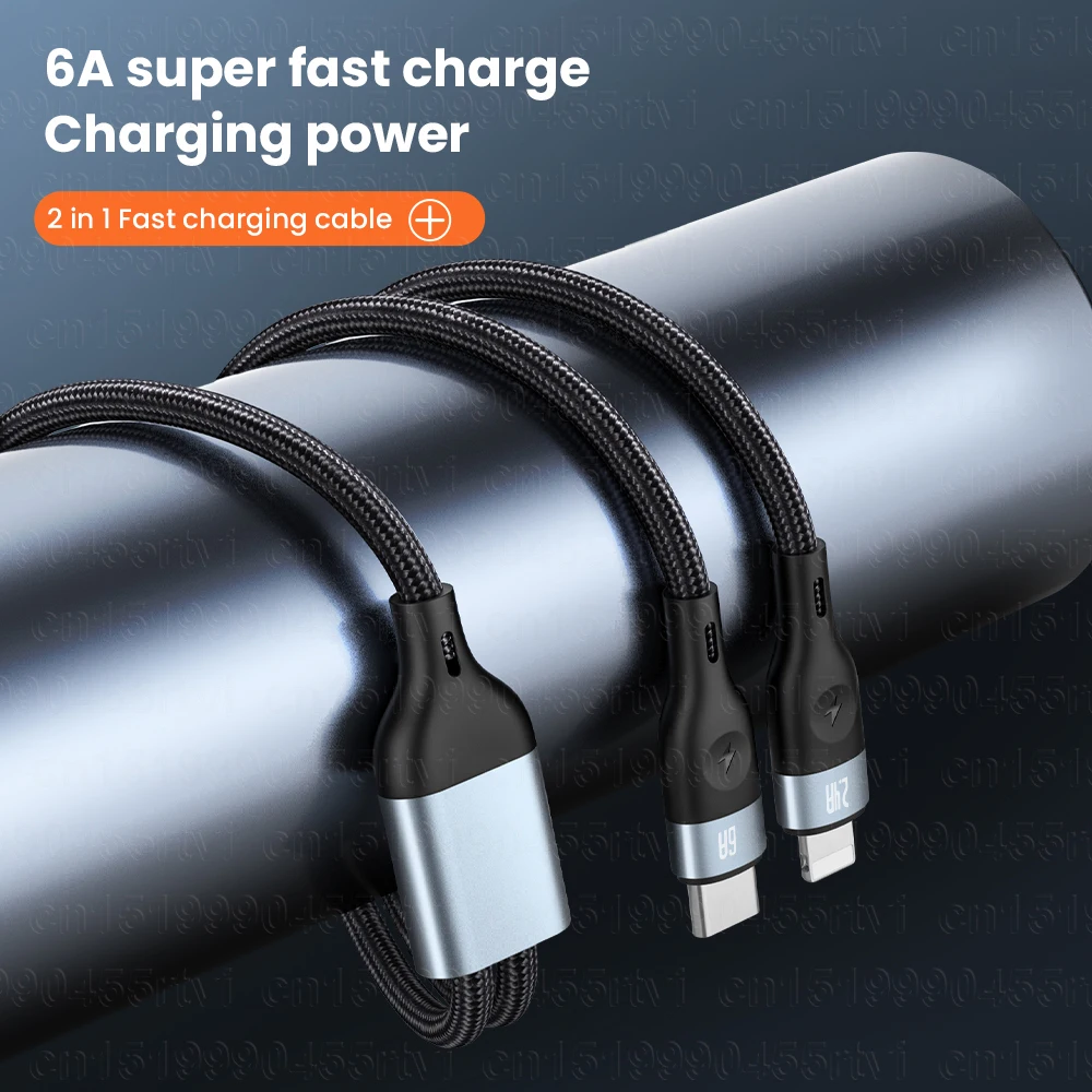 Кабель USB Type-C 2 в 1 6 А 66 Вт быстрая зарядка для Huawei Mate 40 P50 Pro USB-кабель iPhone 13 12 11 Max |