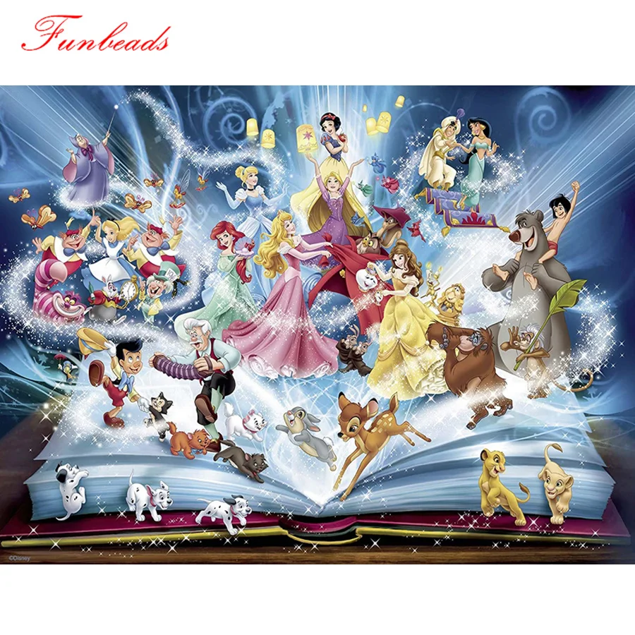 

Disney cartoon princess Diamond Painting Full Square Round Drill diy Mosaic Handmade diamond Embroidery fairy tales arts DS013