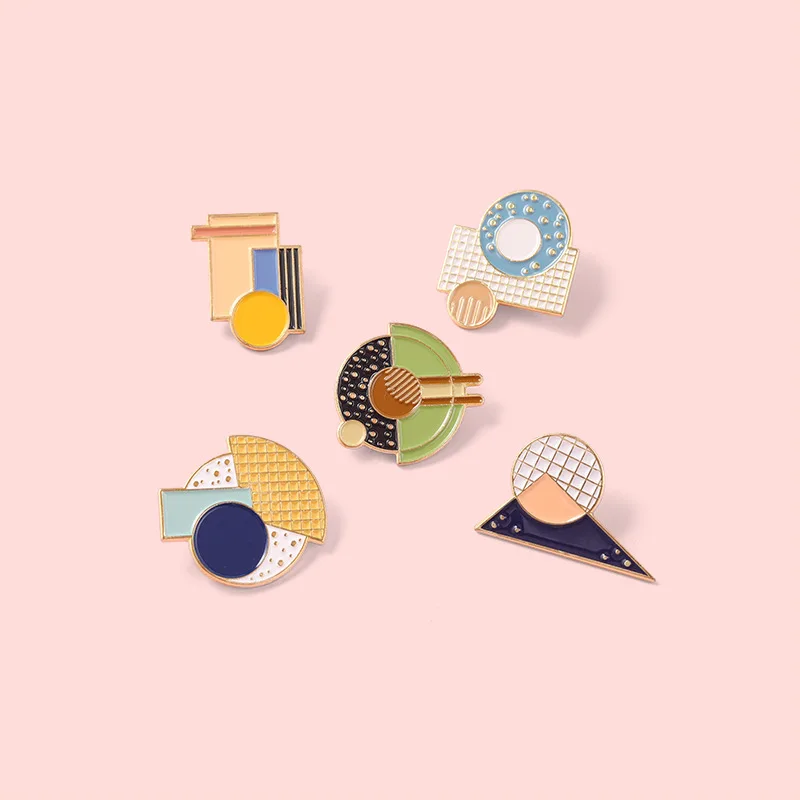 

Stylish Triangle Round Brooch Simple All-match Colorful Geometric Shape Dripping Brooch Triangle Rhombus Square Lapel Pins