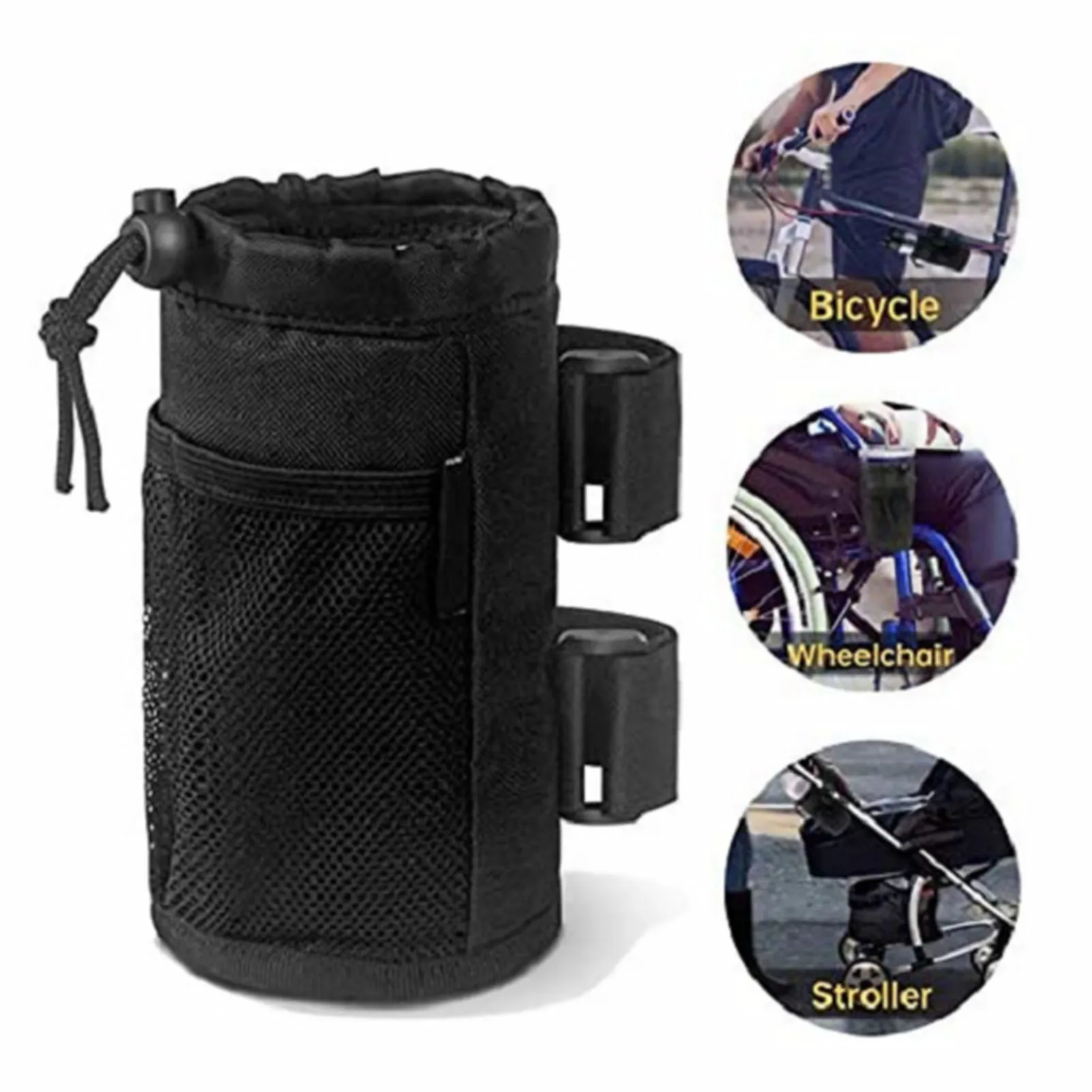 

2PCS Bike Cup Holder Hanging Adjustable Size Waterproof for Mountain Bike Sticker on Bike with Side Pocket Water Bottle Bag B99