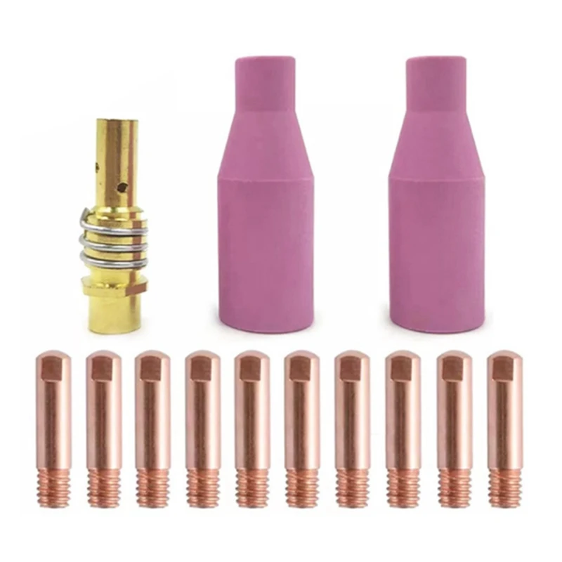 

13 шт., Сварочная горелка, потенциальная аргоновая дуговая сварка, газовая керамическая насадка, контактный наконечник для 15AK MIG