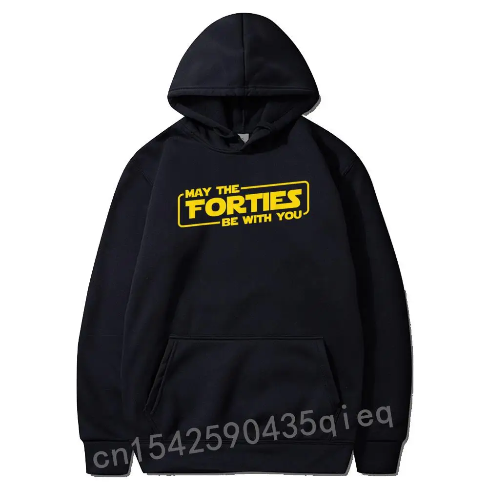 

Мужская толстовка с длинным рукавом и надписью «May The Forties Be With You»