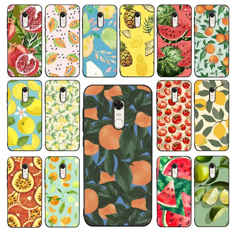 

Summer green leaves fruit lemon peach Phone Case for Redmi 5 6 7 8 9 A 5plus K20 4X 6 cover
