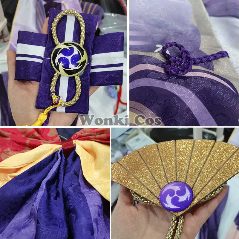 Костюм для косплея Genshin Impact Raiden Shogun парик фиолетовые длинные волосы костюмы на