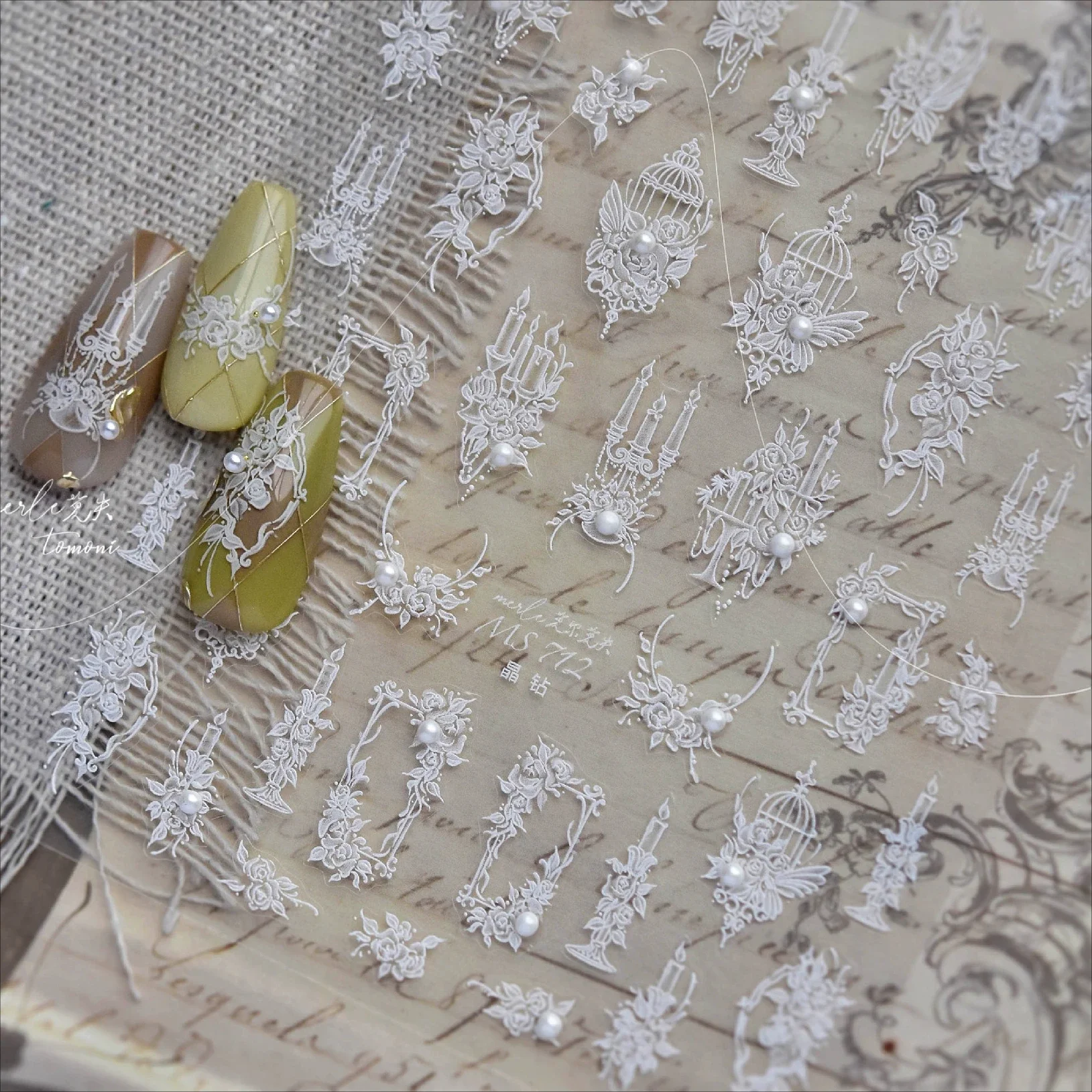 Белая роза бабочка птичья клетка рамка подсвечник с бантом лента клейкие