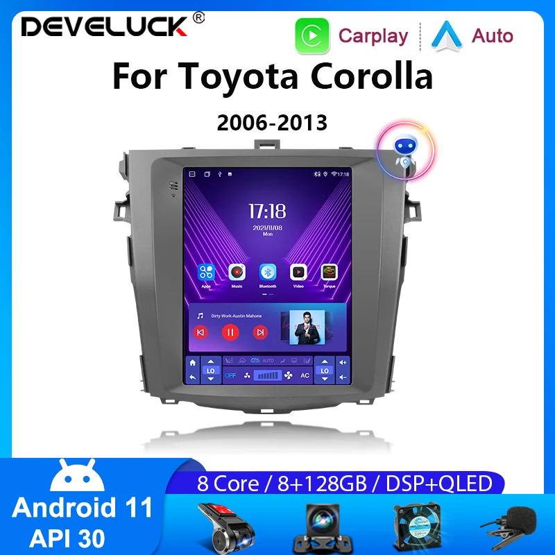 

Develuck Android 11 Car Radio for Toyota Corolla E140 E150 2006-2013 Multimedia Player Stereo 2 Din Carplay Auto for Tesla Style