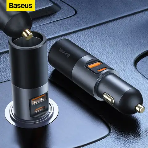 Автомобильный Разветвитель Baseus 120 Вт QC4.0 3,0 PD PPS, гнездо для прикуривателя, двойной USB Тип C, автомобильное быстрое зарядное устройство, адапте...